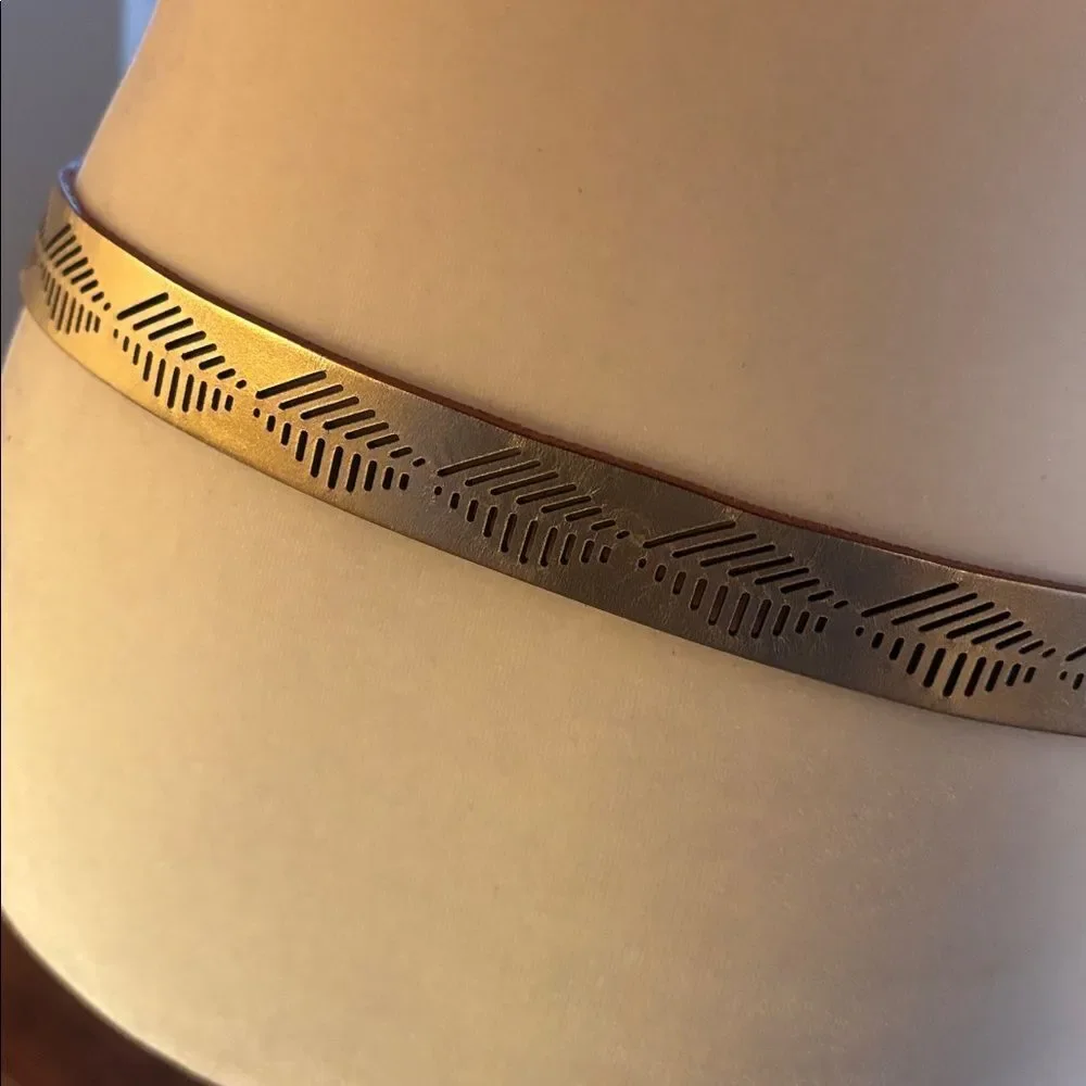 NEW Fossil Gold Leather Belt with Cutouts - M